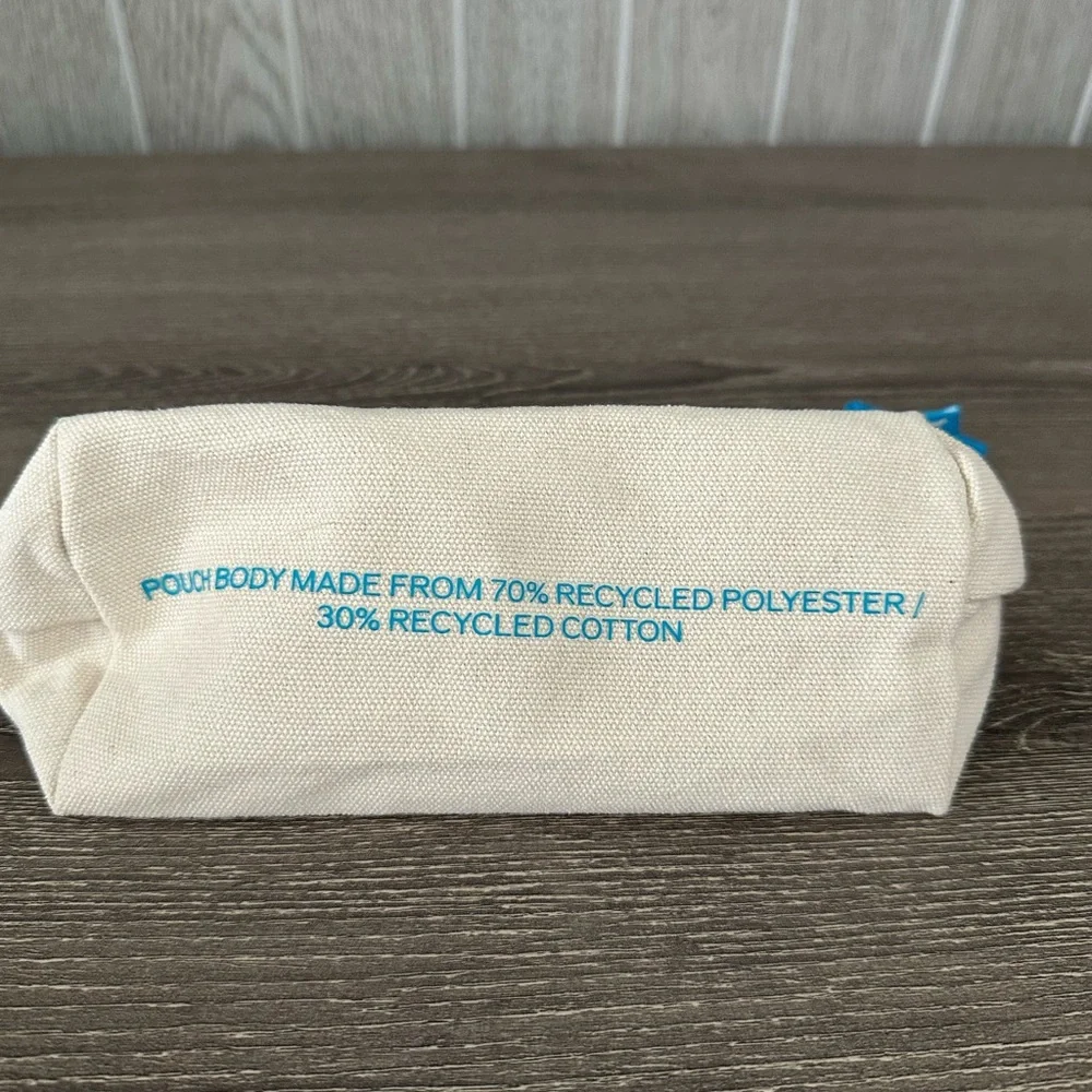 Blue Makeup Cosmetic Bag Recycled Canvas